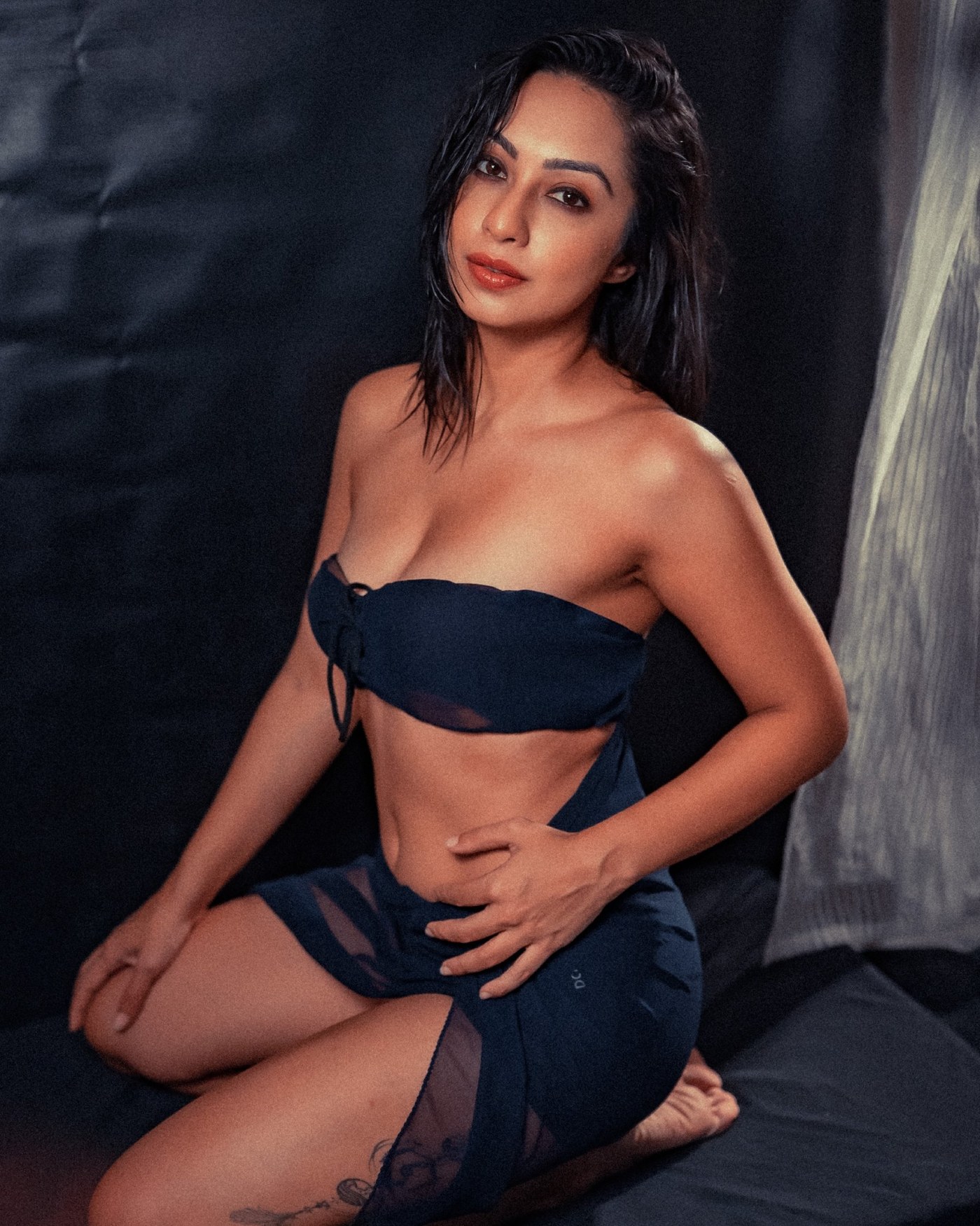 Midnight Blue Dominance: Abigail Pande's Minimalist Evening Portraiture