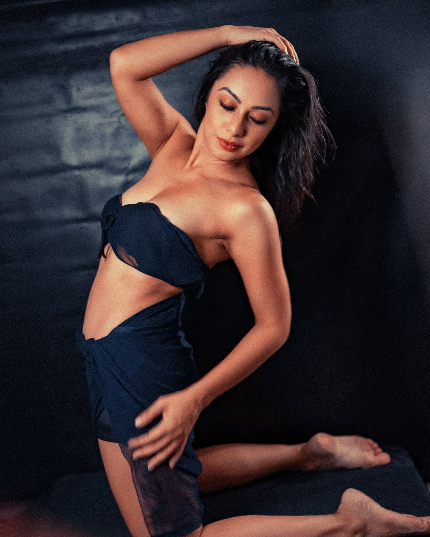 Midnight Blue Dominance: Abigail Pande's Minimalist Evening Portraiture