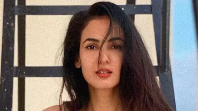 Sonal Chauhan poses in a vibrant, flowing outfit against a dramatic outdoor backdrop.