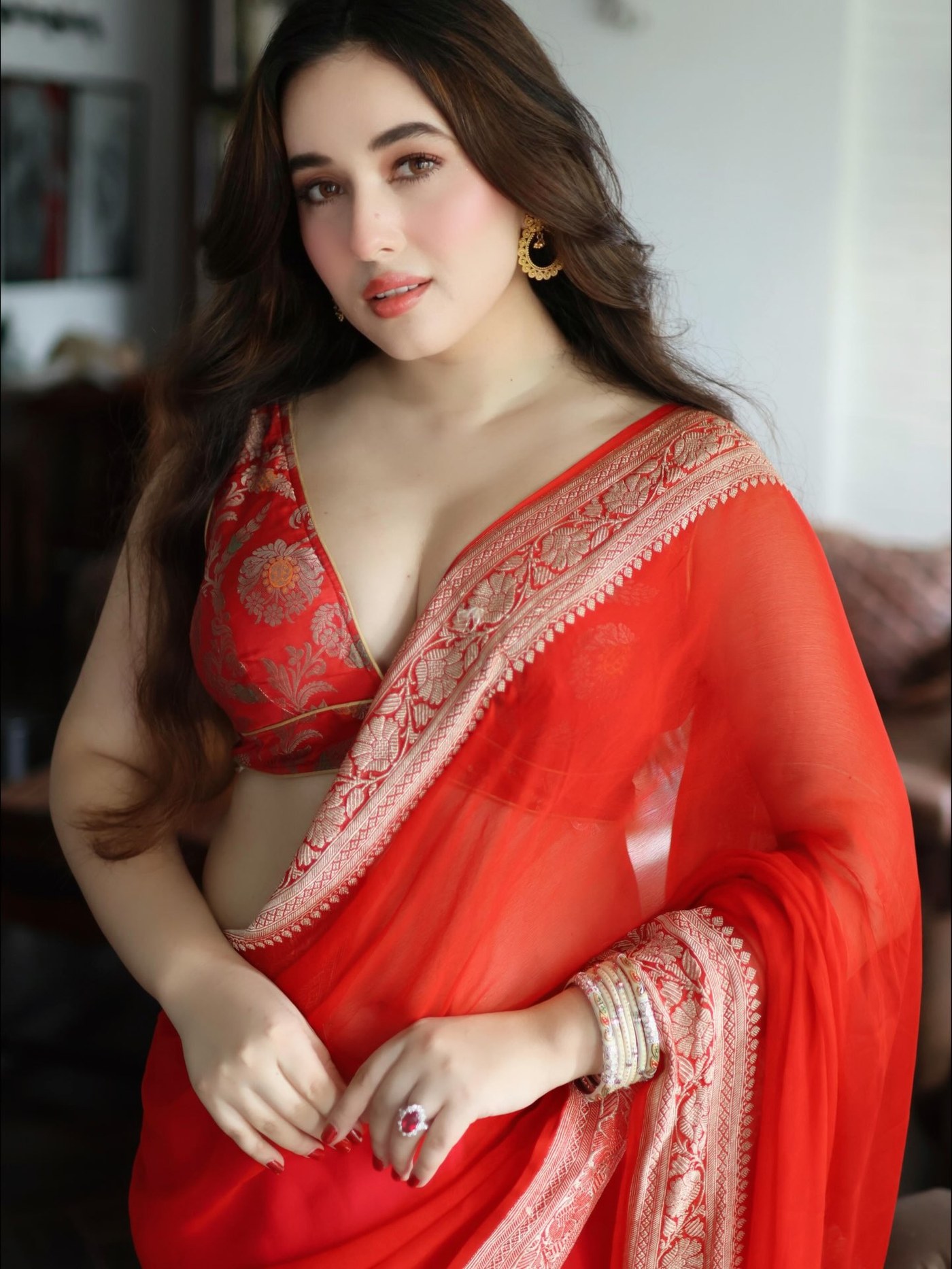 Aditi Budhathoki's Red Saree Magic: A Masterclass in Ethnic Glamour