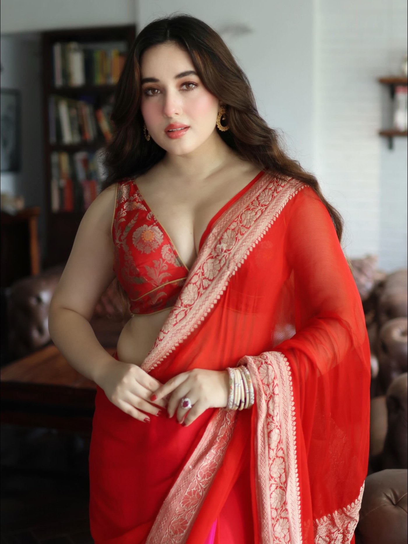 Aditi Budhathoki's Red Saree Magic: A Masterclass in Ethnic Glamour
