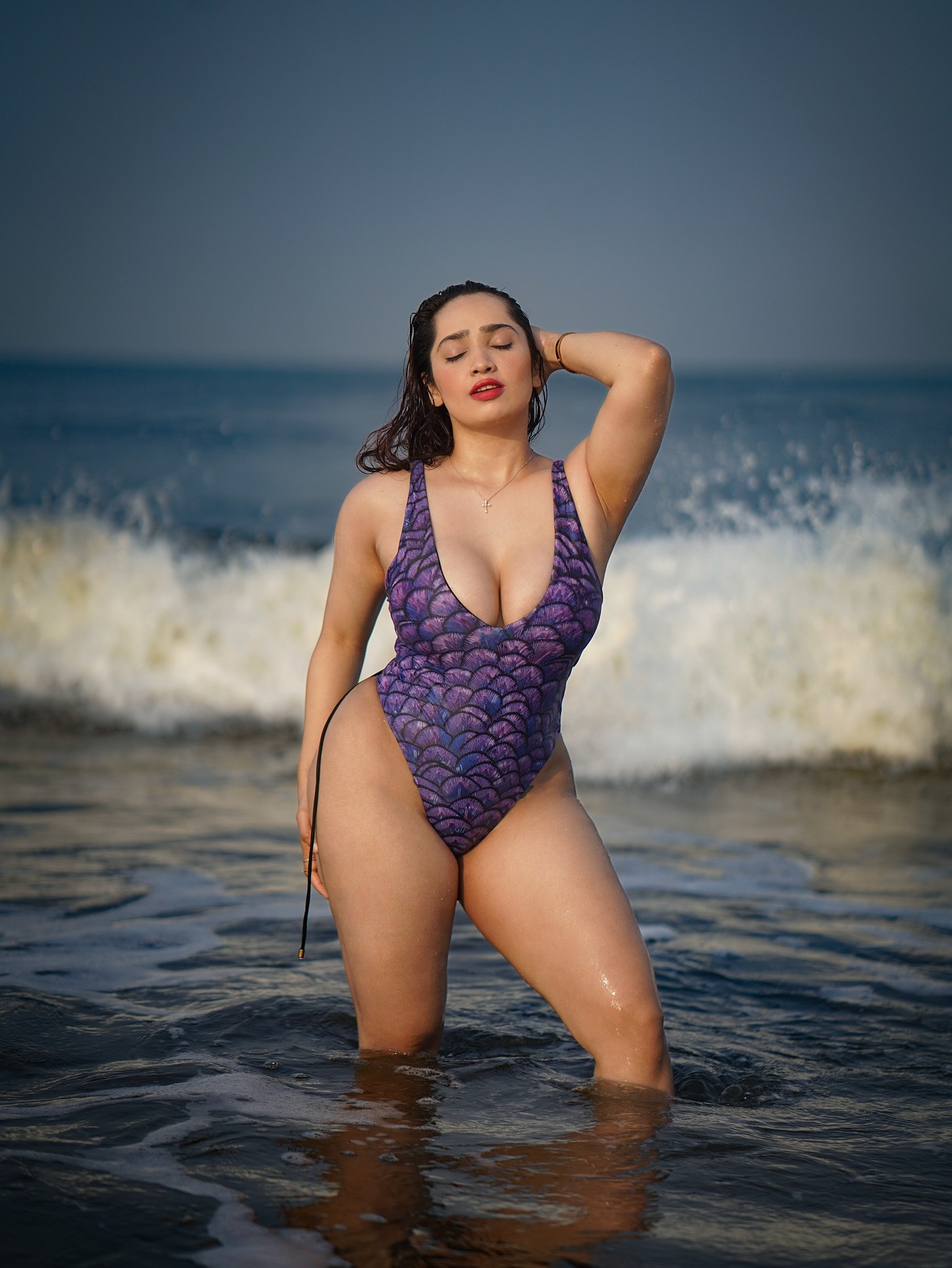 Aditi Mistry's Viral Purple Mermaid Swimsuit Redefines Beach Fashion