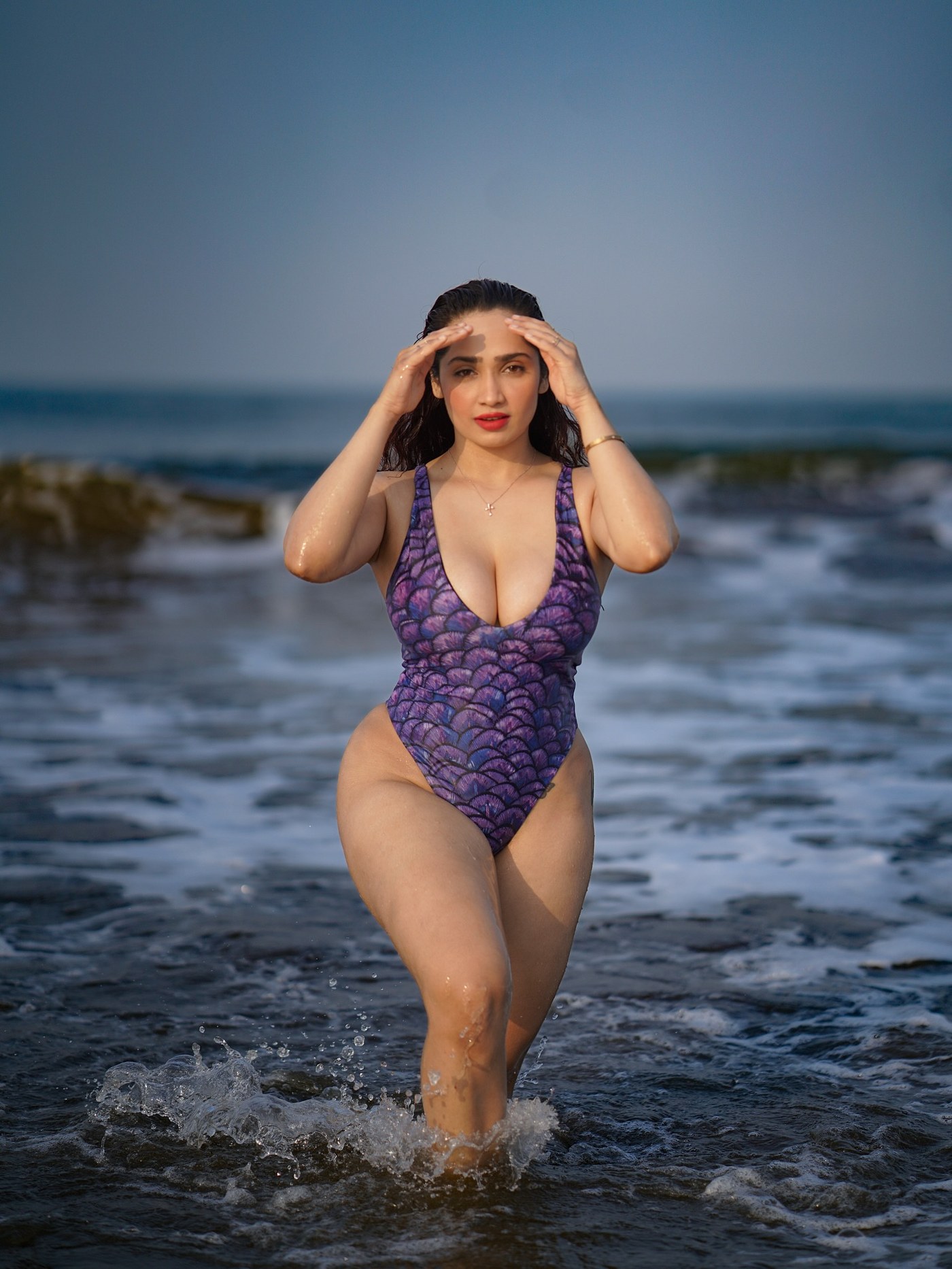 Aditi Mistry's Viral Purple Mermaid Swimsuit Redefines Beach Fashion