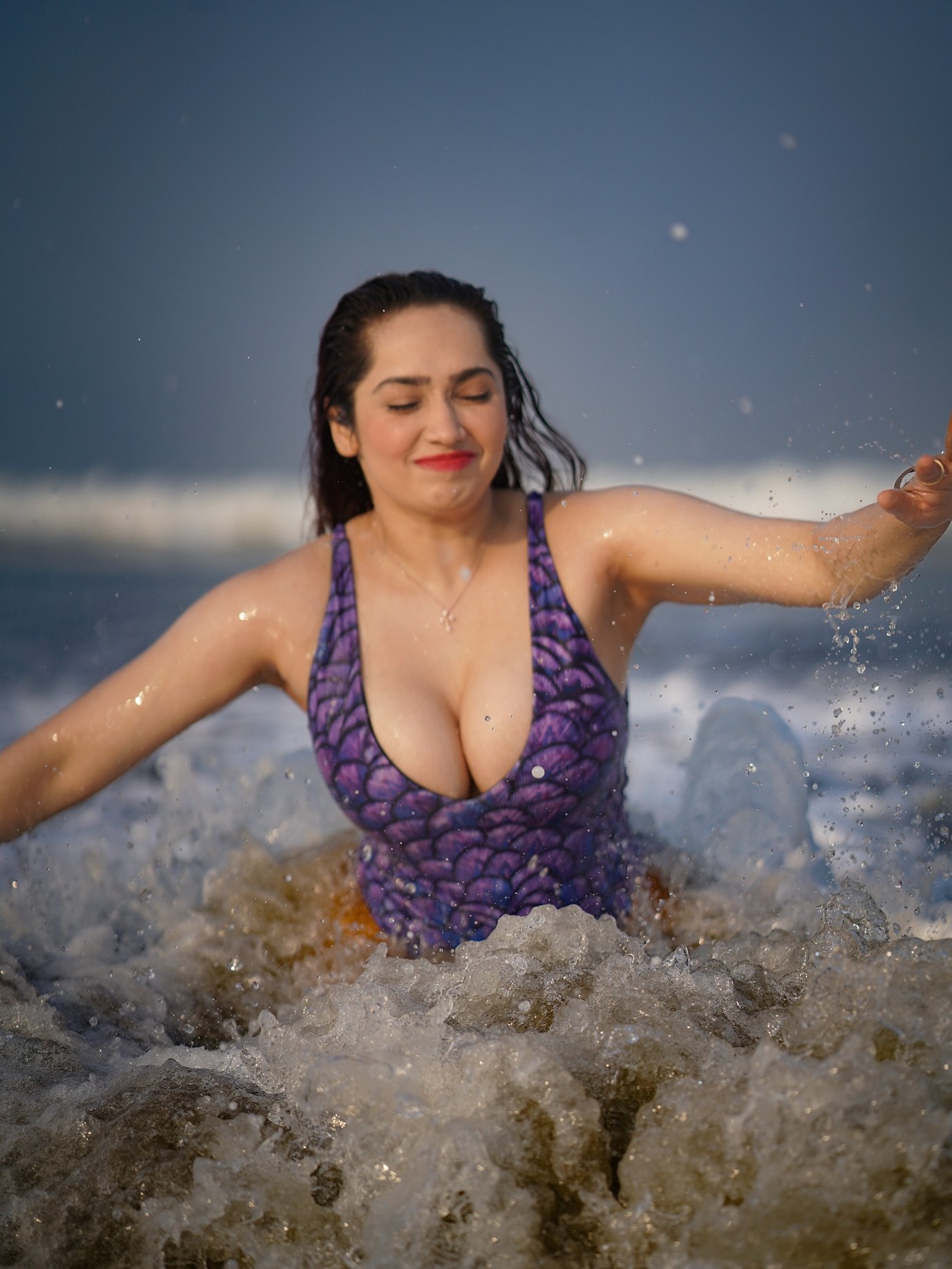 Aditi Mistry's Viral Purple Mermaid Swimsuit Redefines Beach Fashion