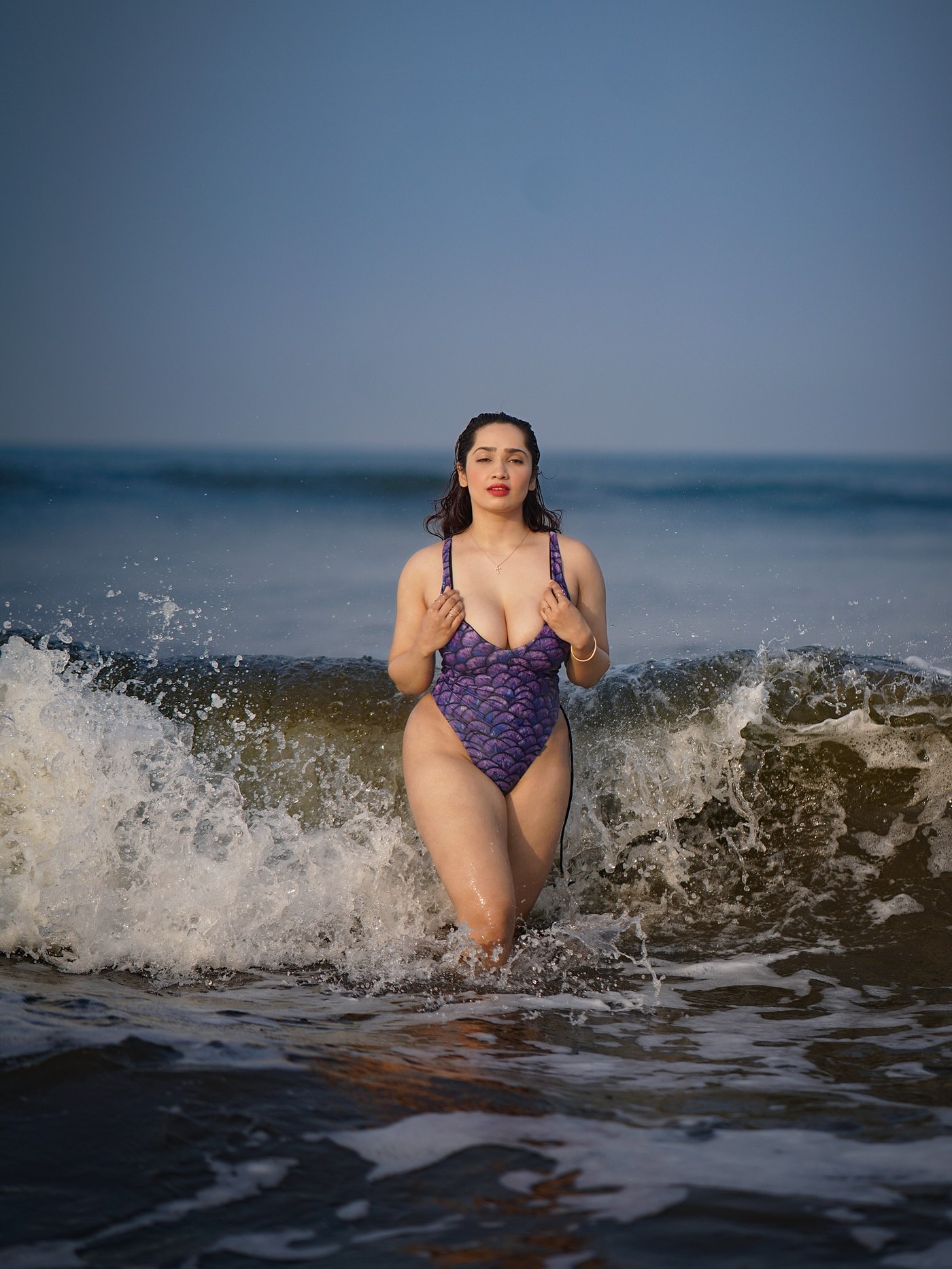 Aditi Mistry's Viral Purple Mermaid Swimsuit Redefines Beach Fashion