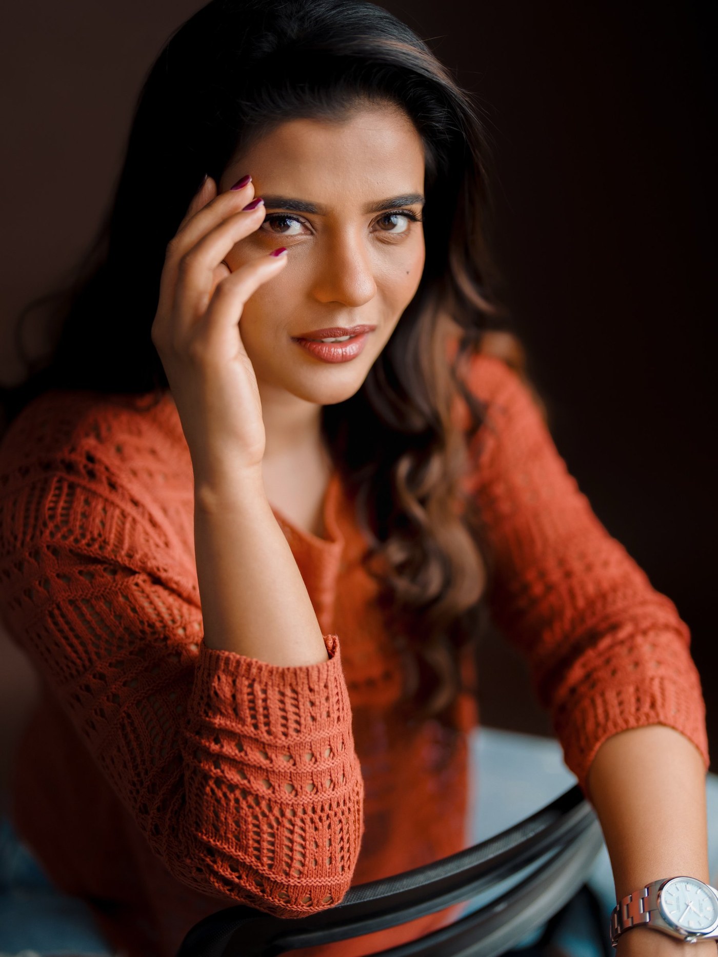 Aishwarya Rajesh’s Effortless Charm in Cozy Orange Knitwear