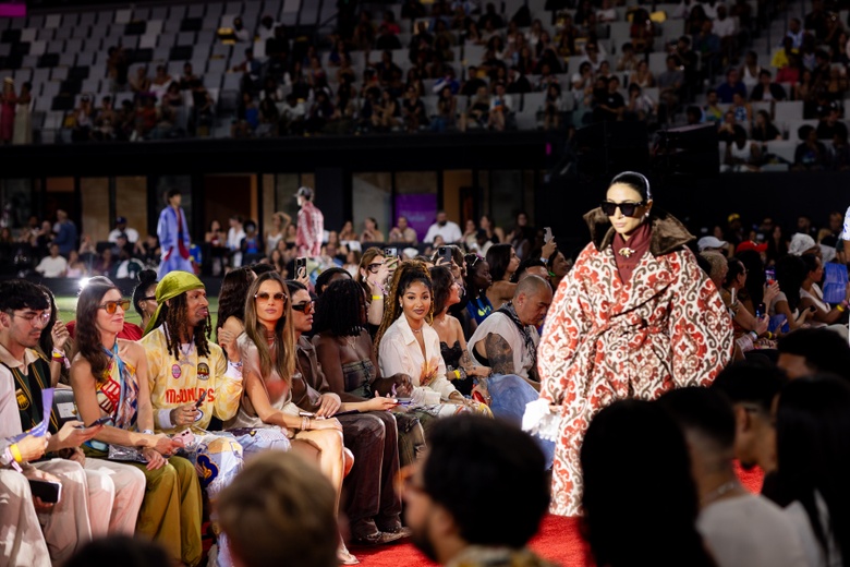 Alessandra Ambrosio shines on the red carpet at the KidSuper SS27 Runway Show in Miami.