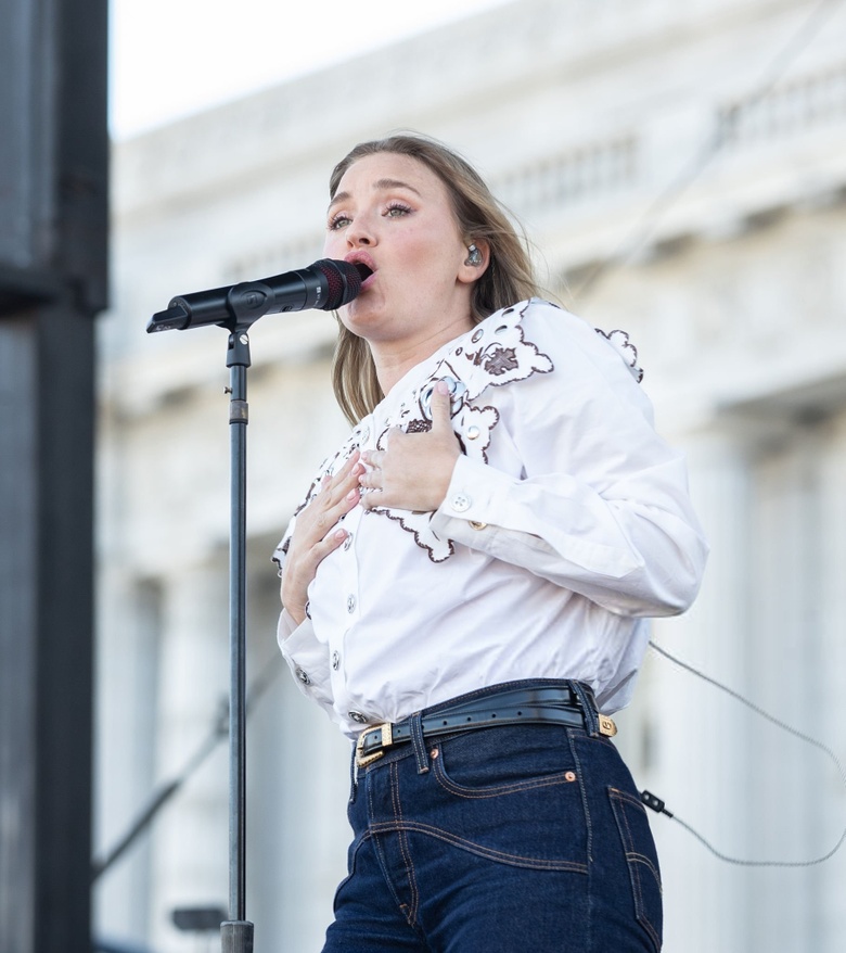 Alyson And Aj Michalka rocking the stage together during a vibrant San Francisco Pride Celebration event.