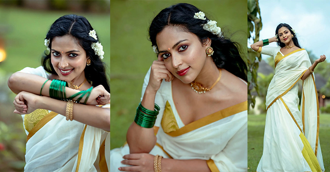 Amala Paul Stunning Onam Saree Photos Festive Tradition