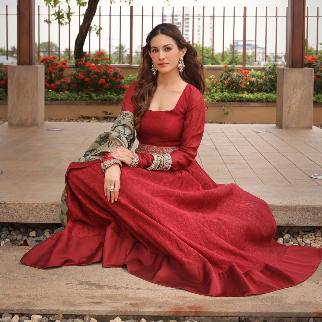 Amyra Dastur's Stunning Red and Gold Outdoor Ensemble