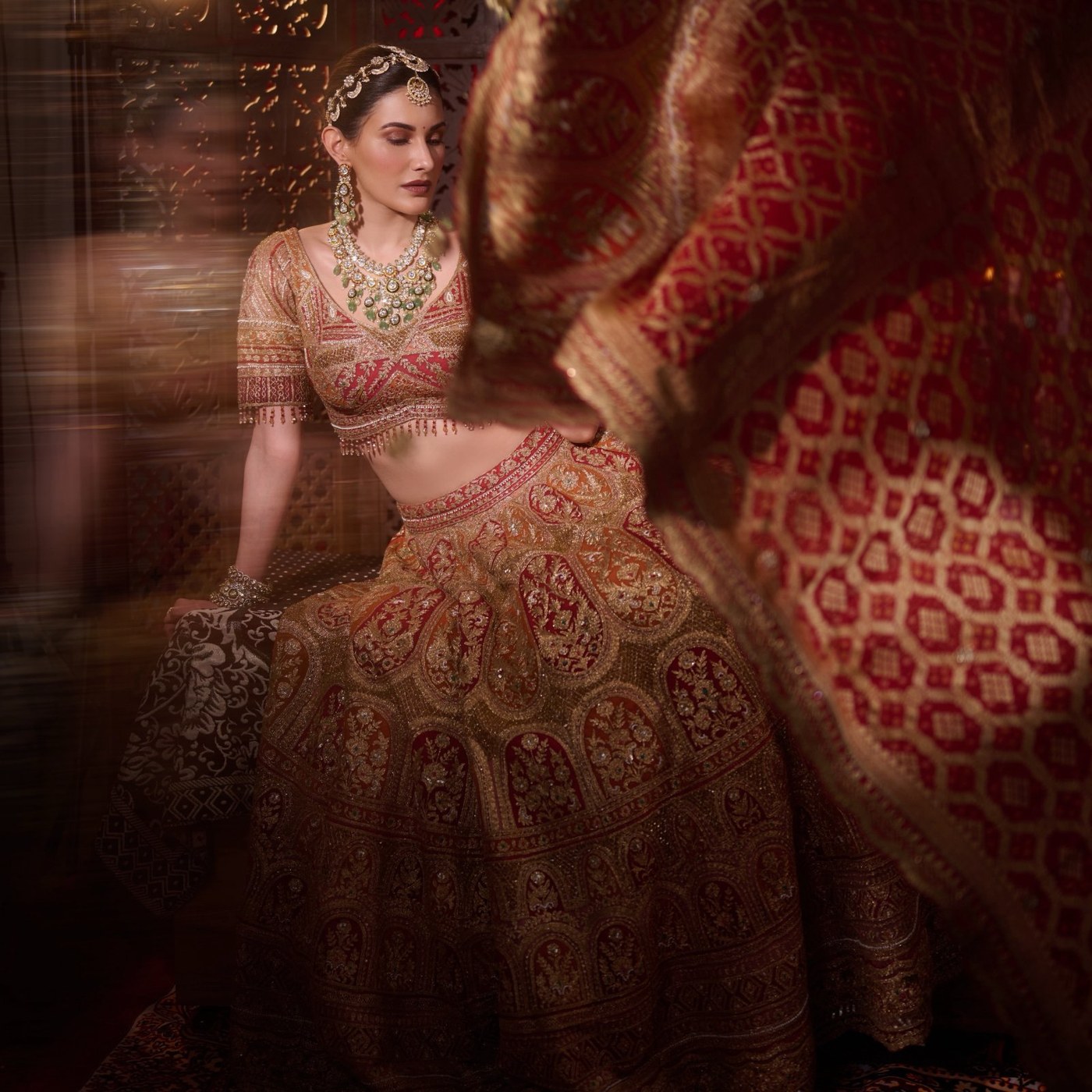 Amyra Dastur Reigns Supreme in Regal Lehenga, Defining Royal Indian Ethnic Fashion