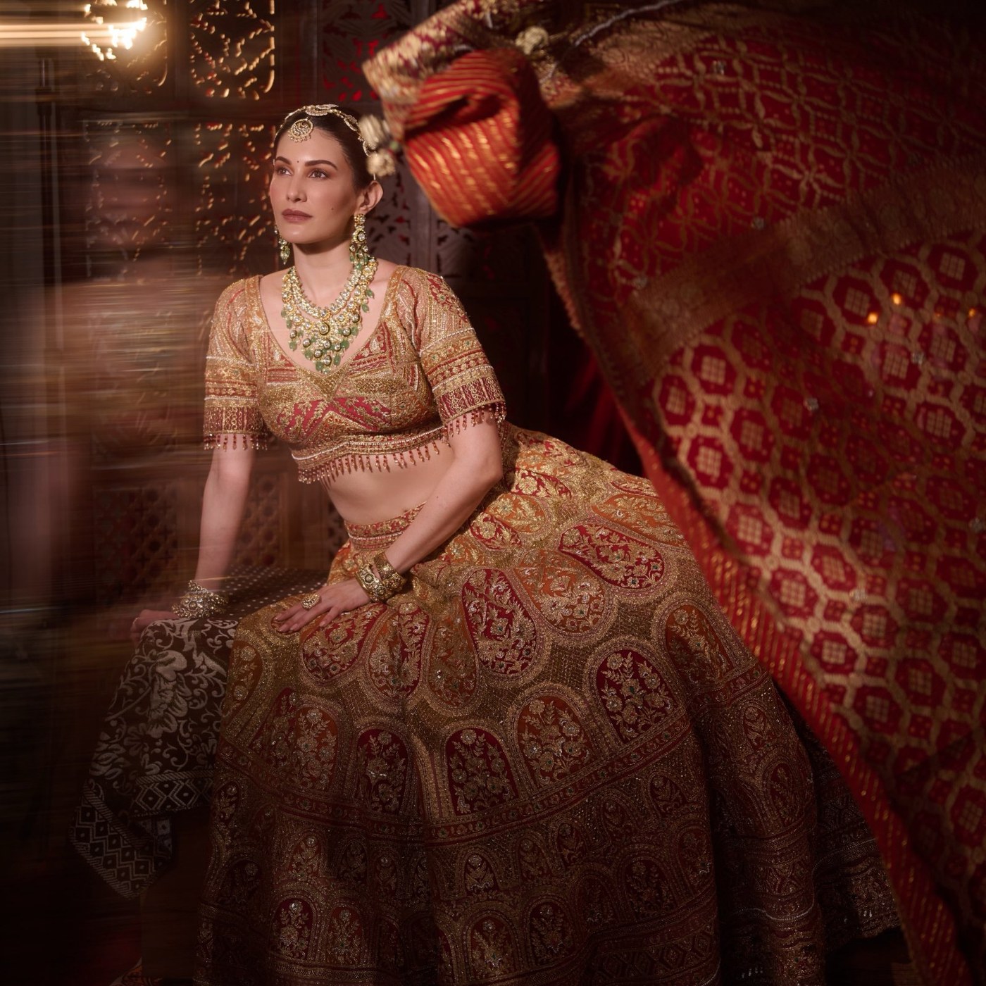 Amyra Dastur Reigns Supreme in Regal Lehenga, Defining Royal Indian Ethnic Fashion