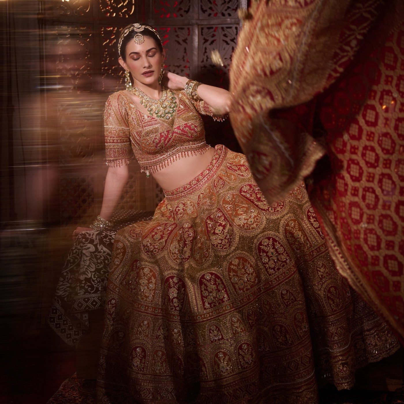 Amyra Dastur Reigns Supreme in Regal Lehenga, Defining Royal Indian Ethnic Fashion
