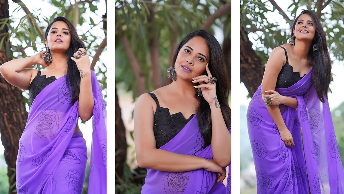 Anasuya Bharadwaj in Stunning Purple Attire