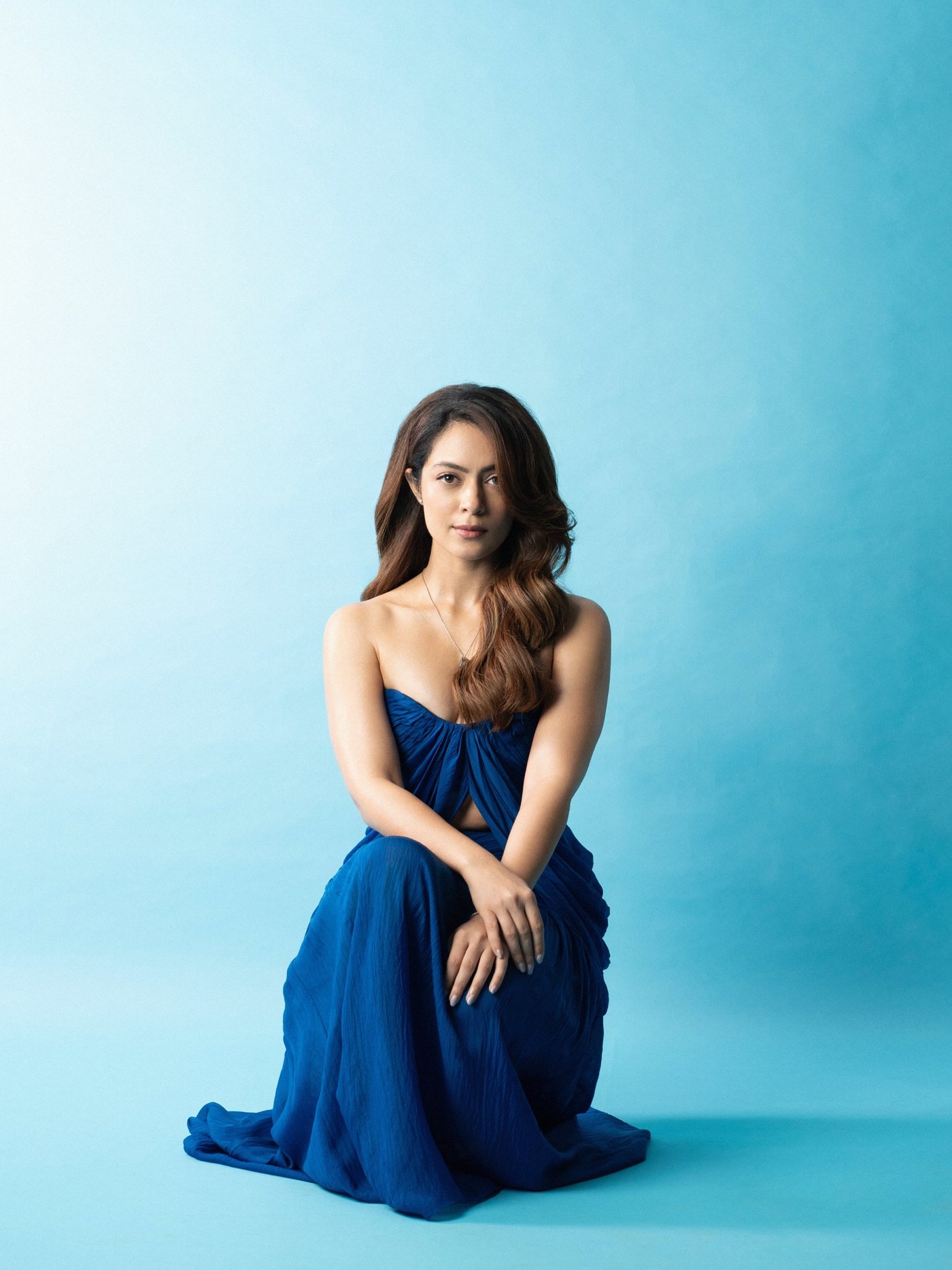 Cobalt Blue Dreams: Anya Singh's Dramatic Evening Look