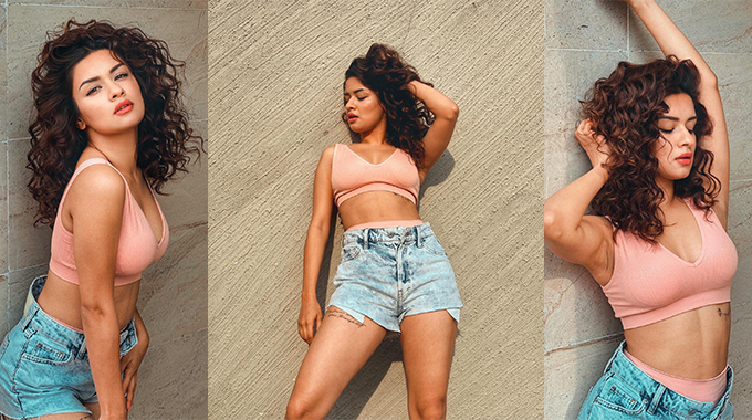 Avneet Kaur Casual Chic Denim Shorts and Top Style