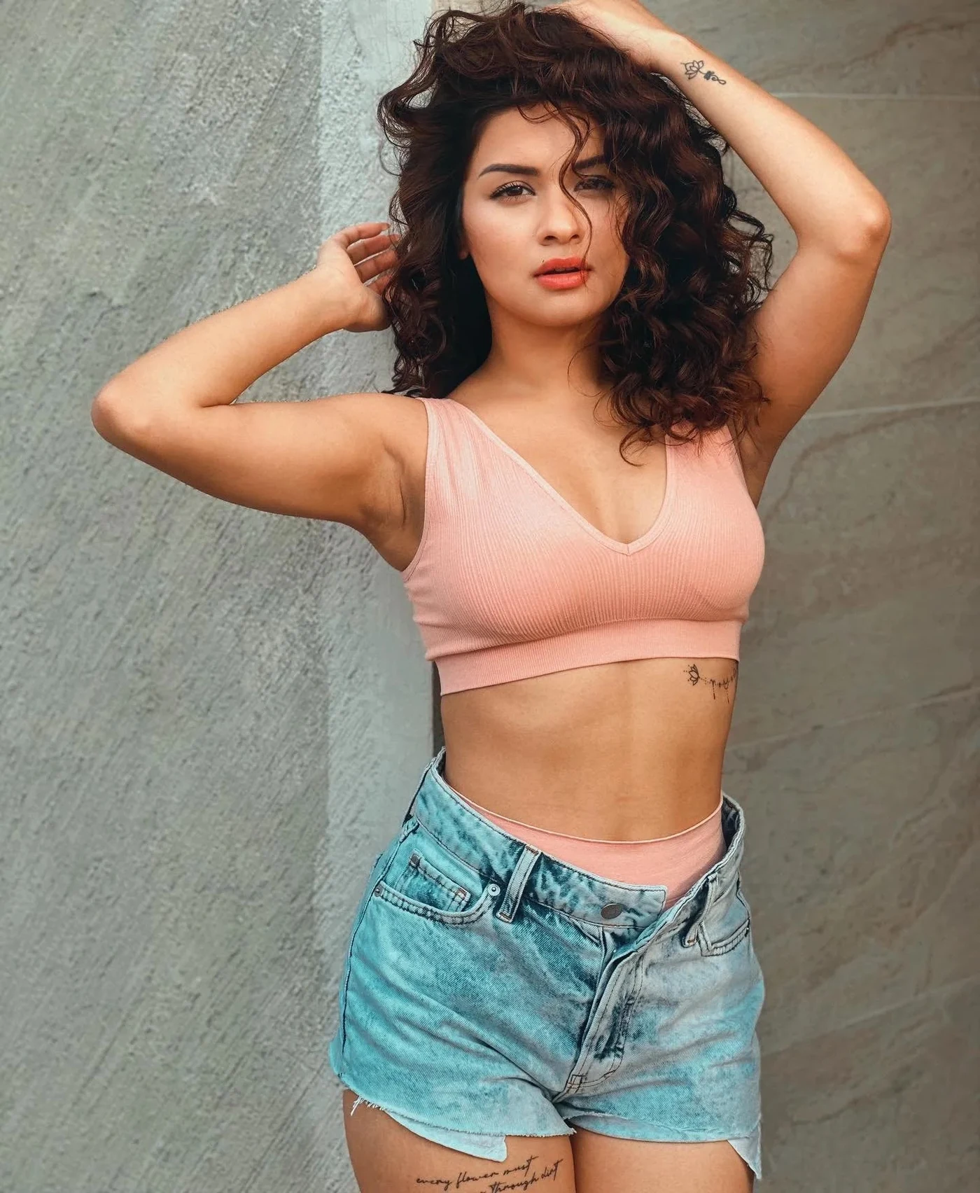 Avneet Kaur Casual Chic Denim Shorts and Top Style