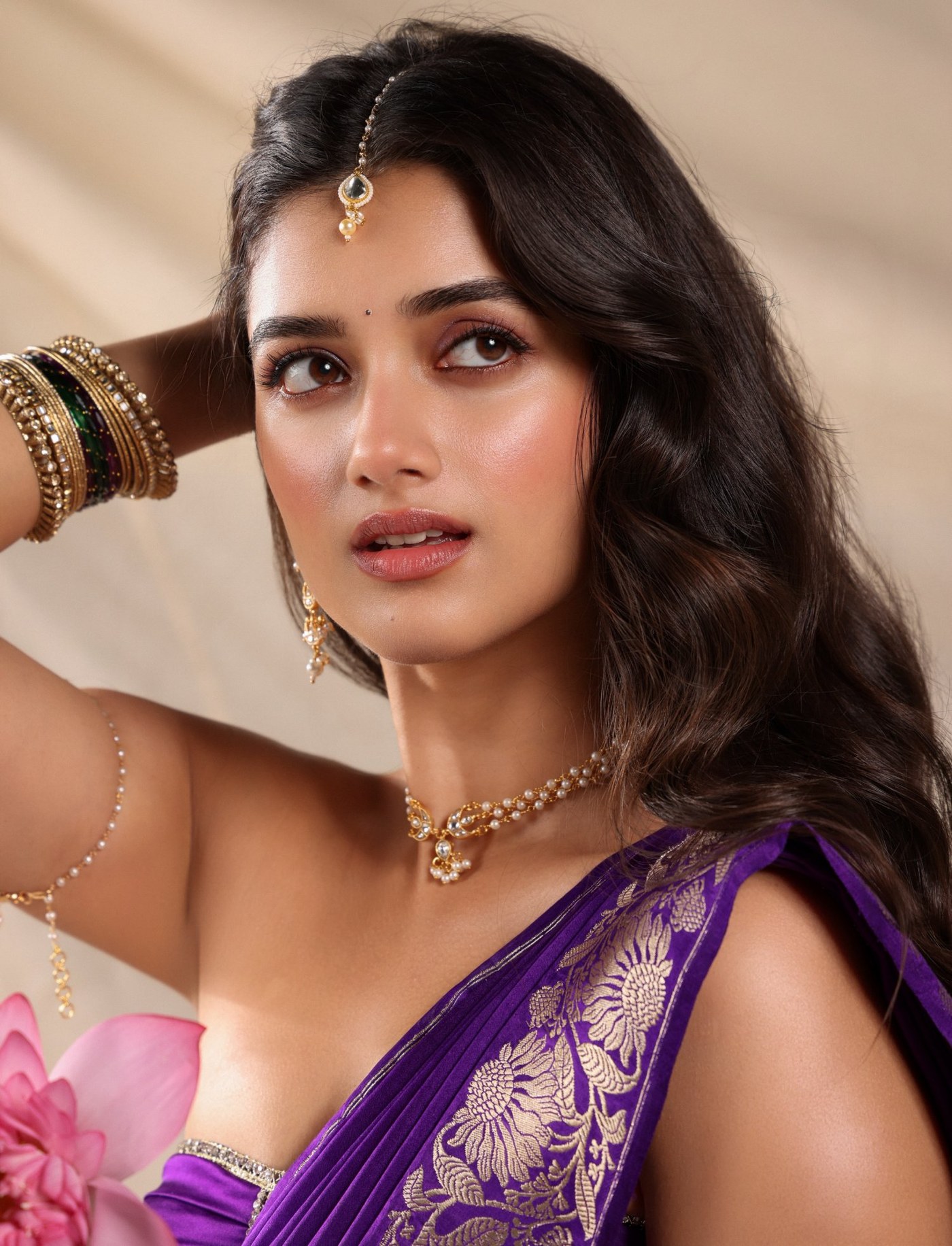 Modern Maharani Vibes: Bhagyashri Borse Dazzles in Royal Purple Saree