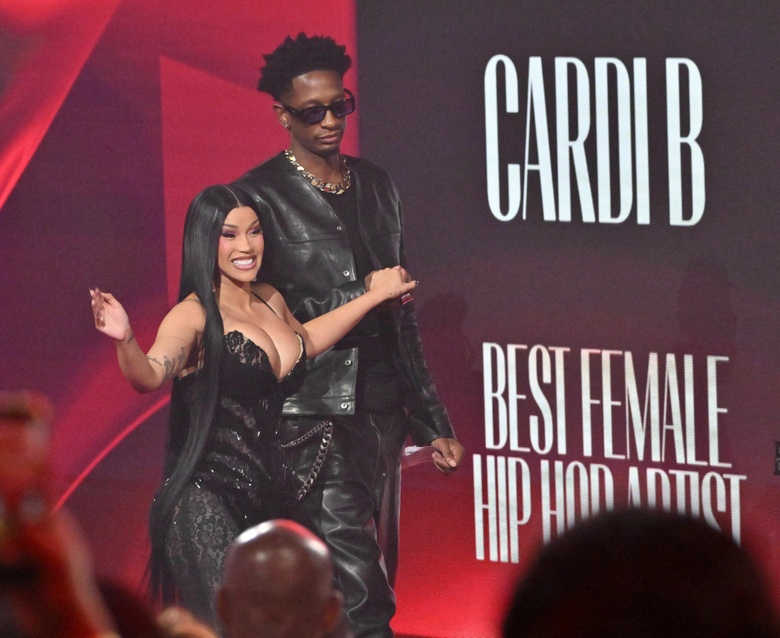 Cardi B shines brightly on the red carpet during the ceremony of the 2026 BET Awards in Los Angeles.