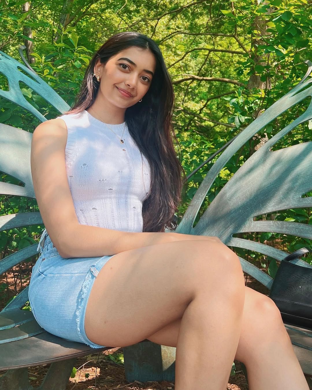 Saisha's Daytime Aesthetic: Floral Shorts and Layered Necklaces