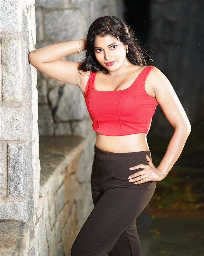 Chandrika Revathi's Stunning Red & Blue Ensemble