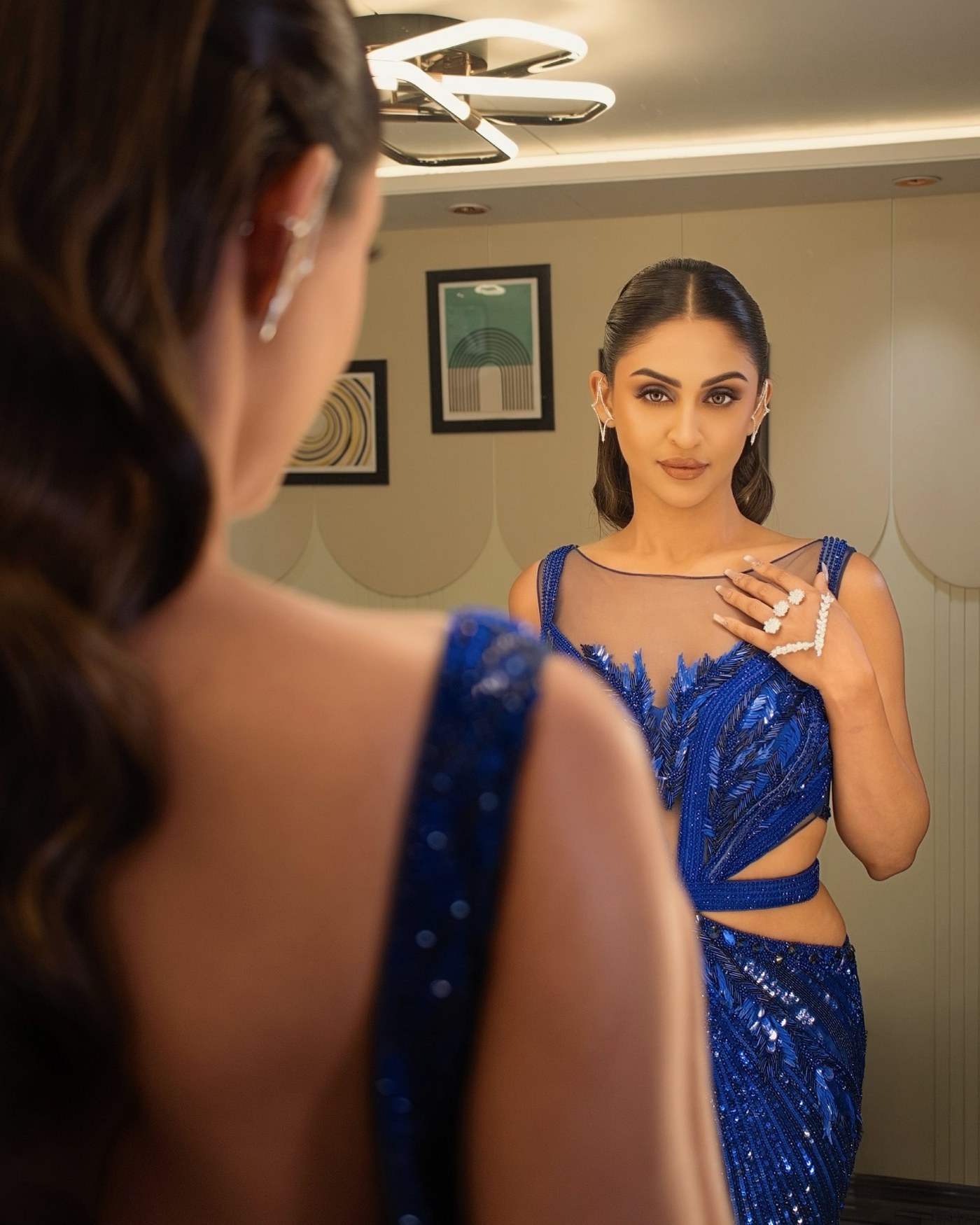 Deep Blue Glamour: Krystle D Souza Owns the Night with Commanding Style
