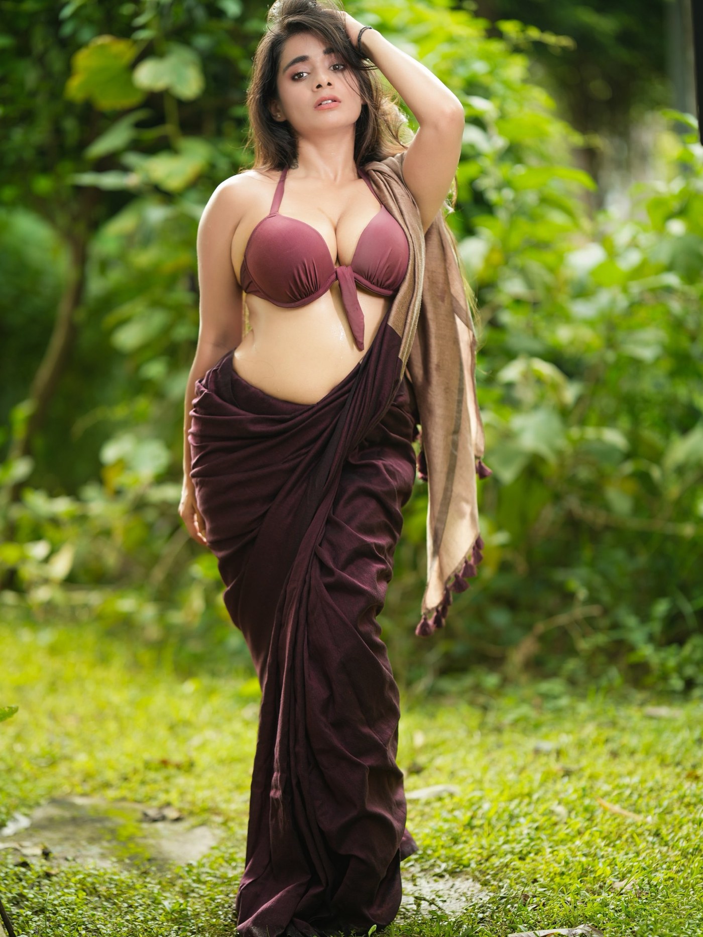 Maroon Drape and Modern Silhouette: Dipshikha Roy’s Gothic-Infused Style Statement