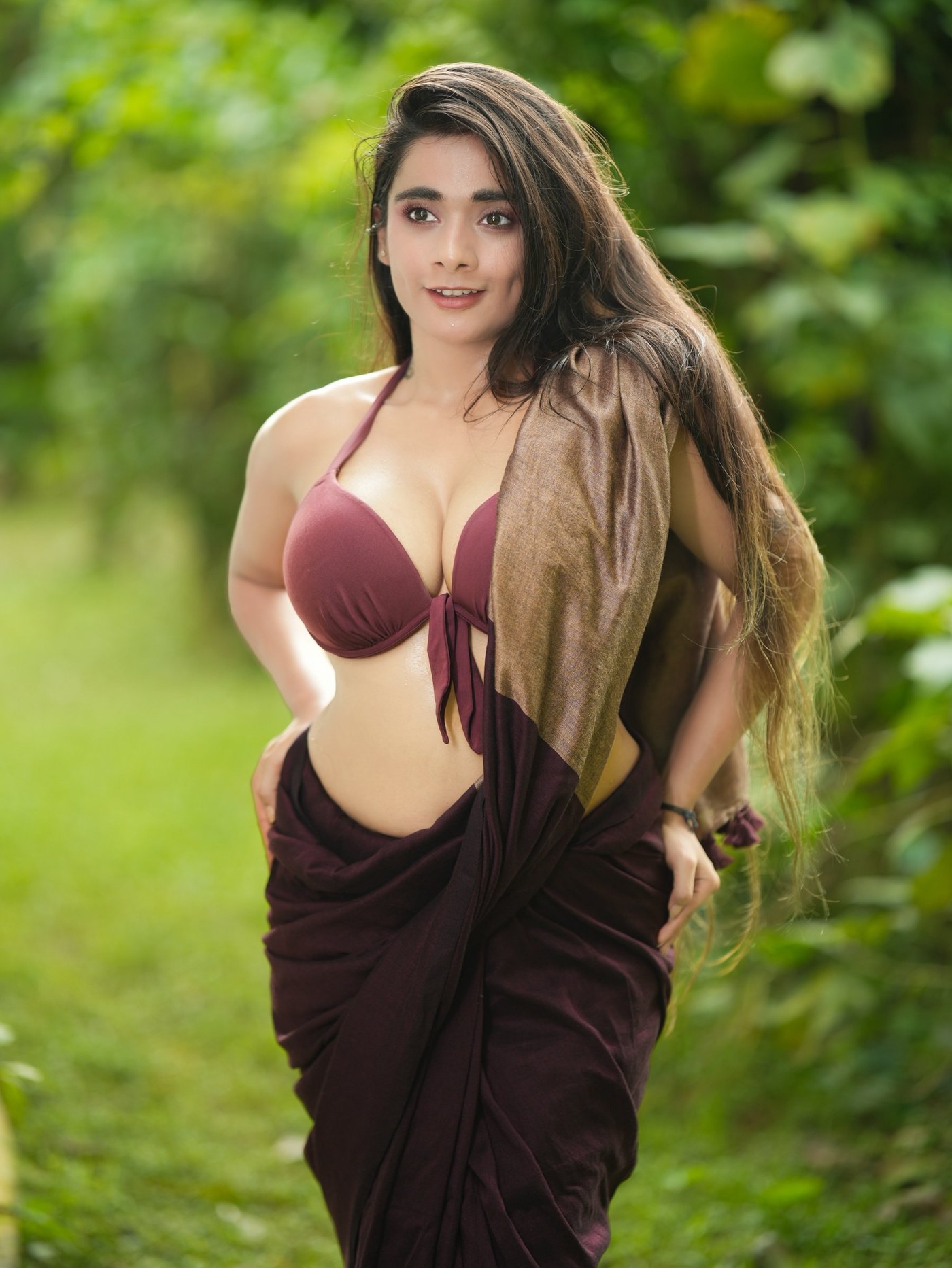 Maroon Drape and Modern Silhouette: Dipshikha Roy’s Gothic-Infused Style Statement