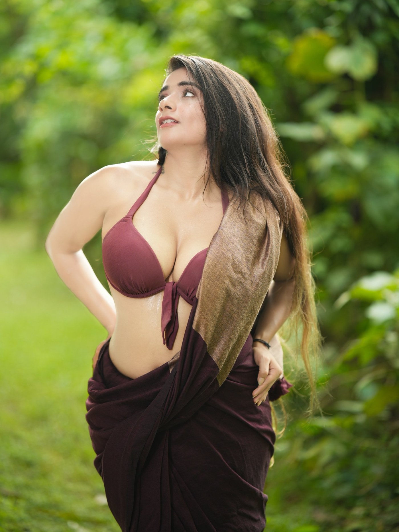 Maroon Drape and Modern Silhouette: Dipshikha Roy’s Gothic-Infused Style Statement