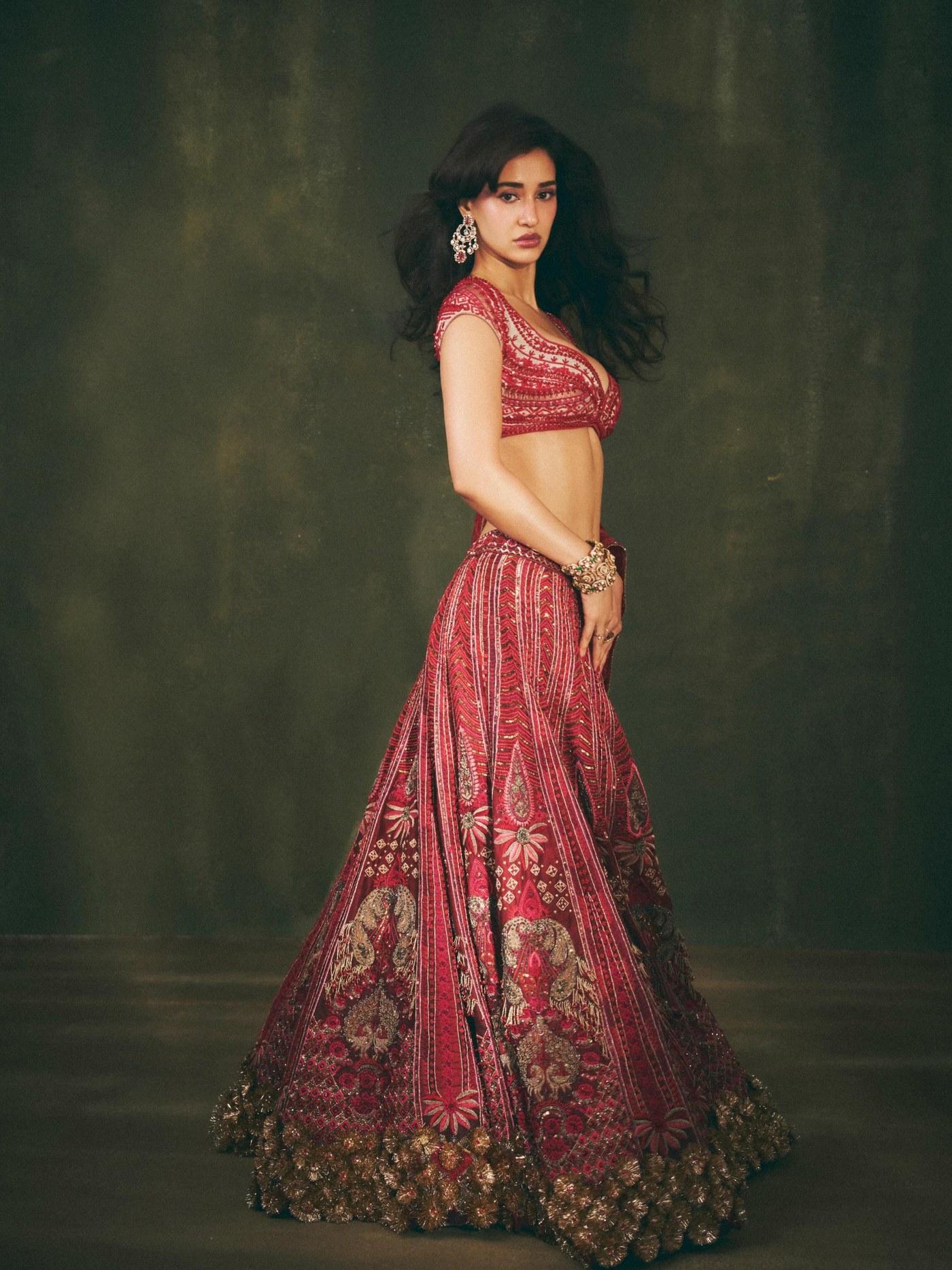 Red Lehenga: Disha Patani Modernizes Festive Indian Formalwear
