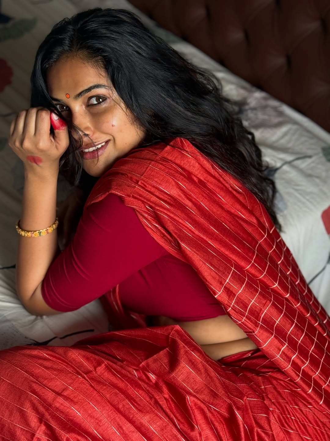 Sheer White Saree: Divi Vadthya's Floral Textile Moment