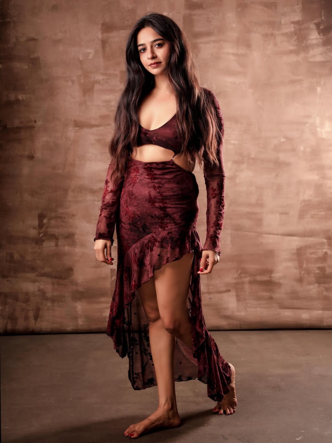 Divya Ganesan's Burgundy Velvet Masterpiece Defines Modern Glamour