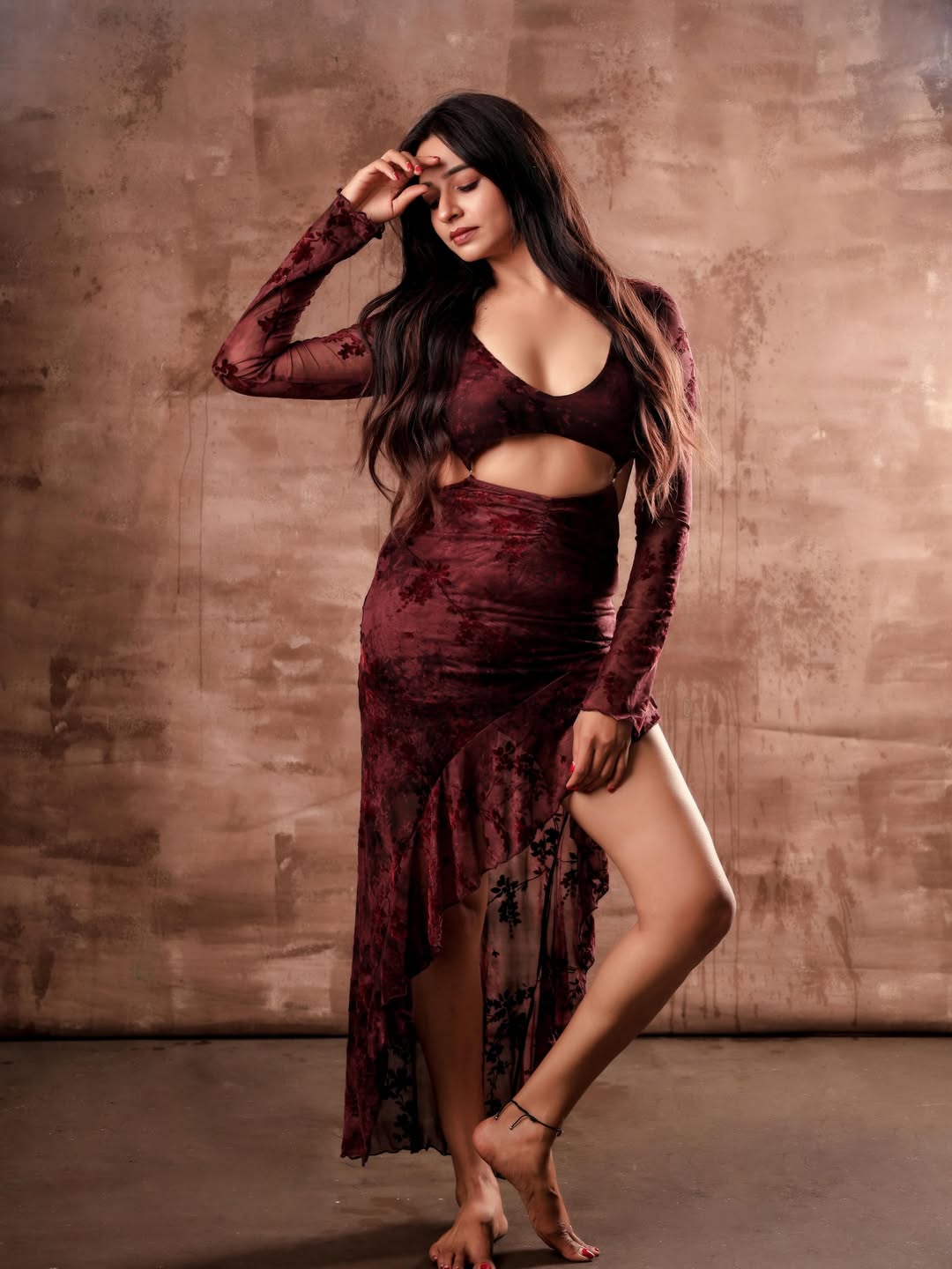 Divya Ganesan's Burgundy Velvet Masterpiece Defines Modern Glamour