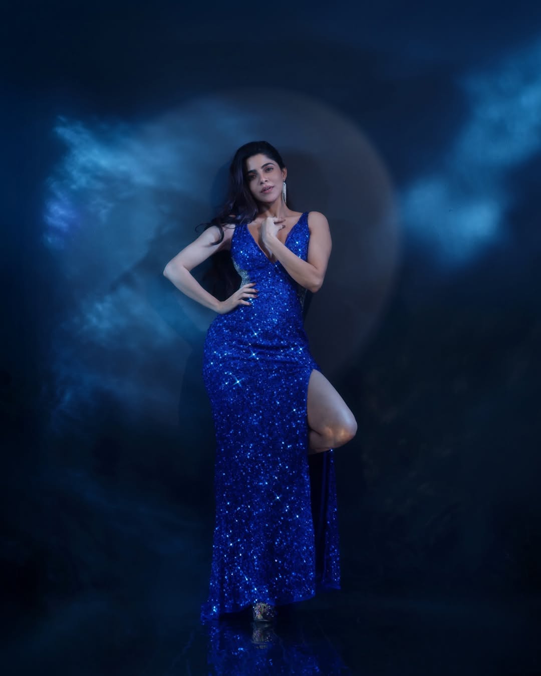 Divyabharathi's Blue Sequin Gown Sets Trend Setting Fashion Goals