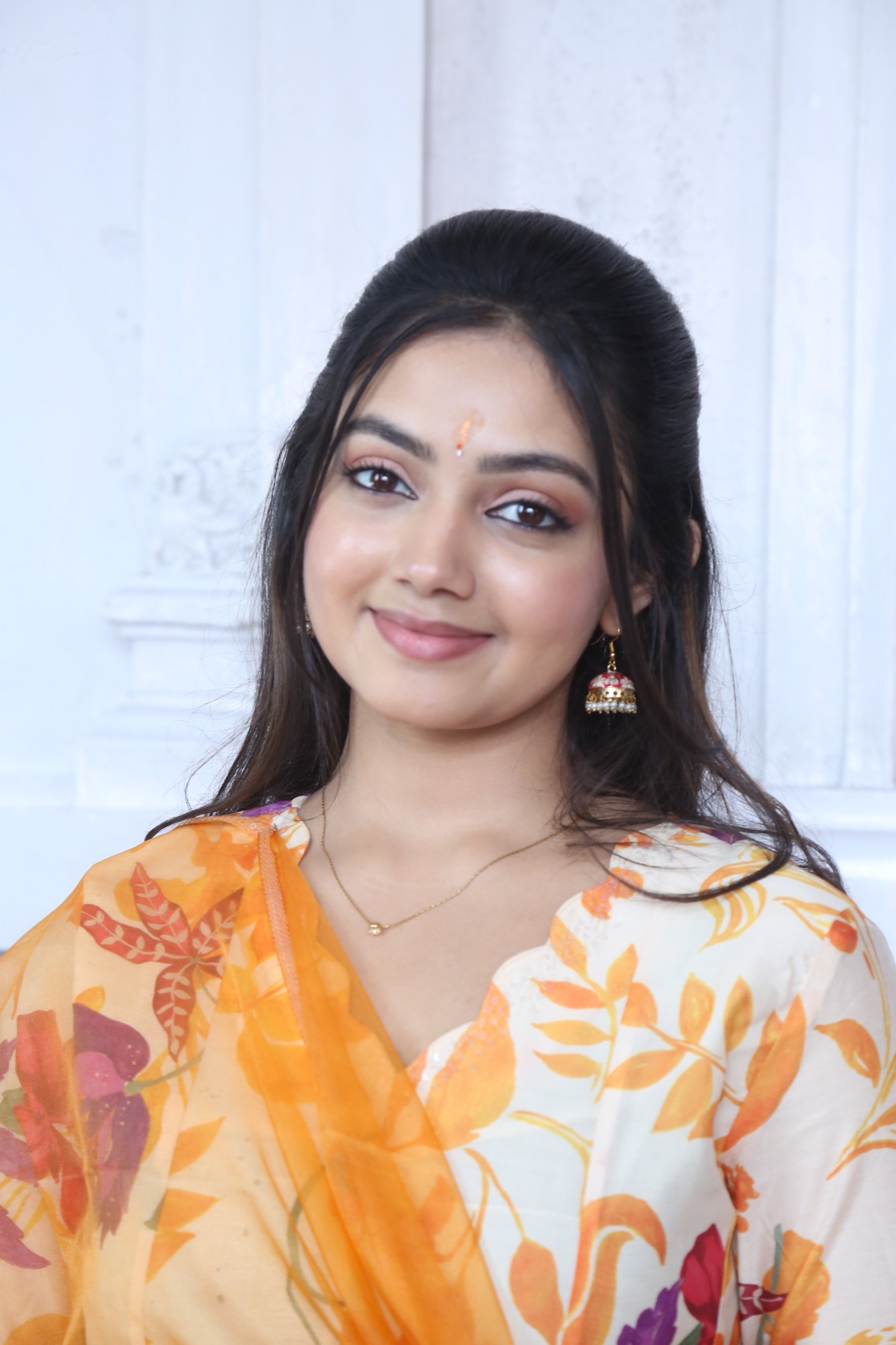 Divyani Mondal radiates grace and confidence in a colorful festive-inspired ethnic ensemble.