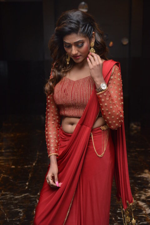 Dollysha Gorgeous's Vibrant Red Saree Look Captures Hearts