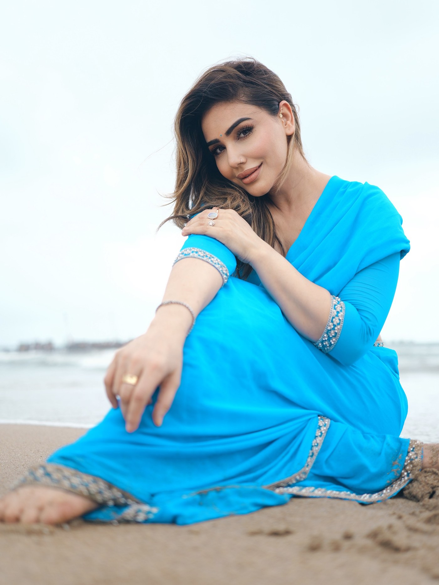 Kangana Sharma’s Blue Saree Magic: Redefining Beach Chic Indian Style