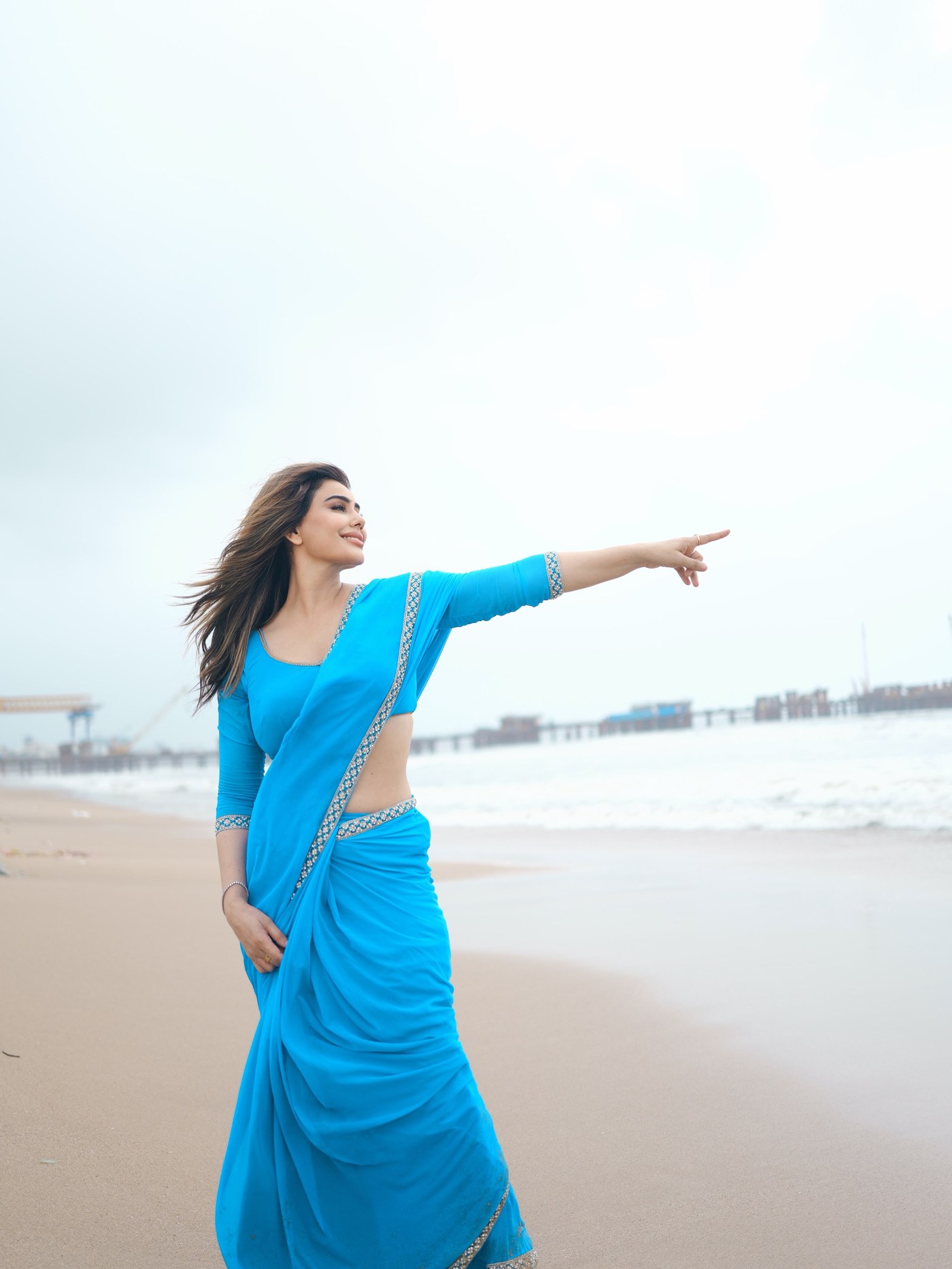 Kangana Sharma’s Blue Saree Magic: Redefining Beach Chic Indian Style
