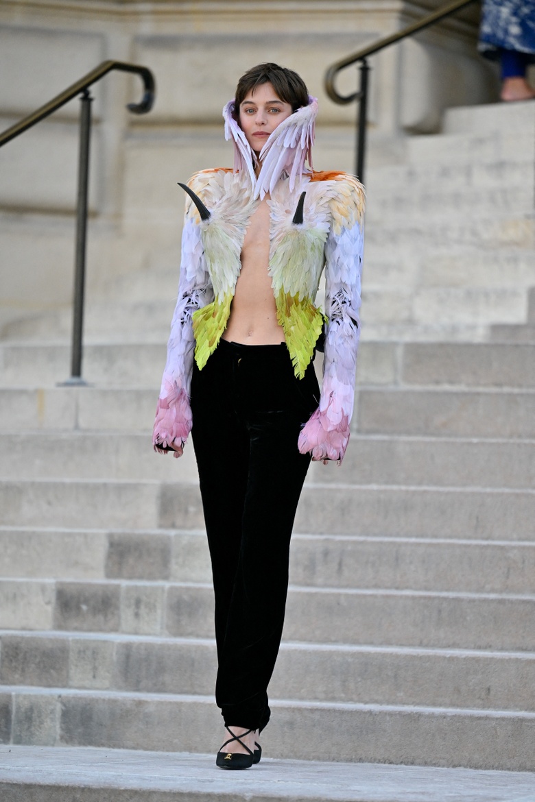 Emma Corrin’s Parisian Moment at Schiaparelli Haute Couture