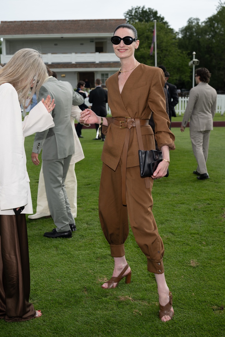 Erin O Connor shines brightly while attending The Cartier Queen's Cup Polo Tournament at Guards Polo Club, Windsor Great Park.