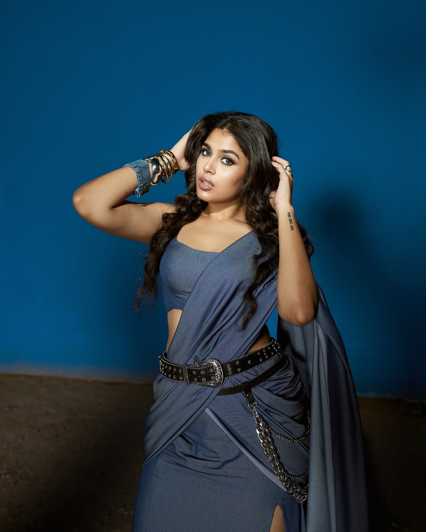 Faria Abdullah Redefines Tradition in Denim Saree Masterpiece