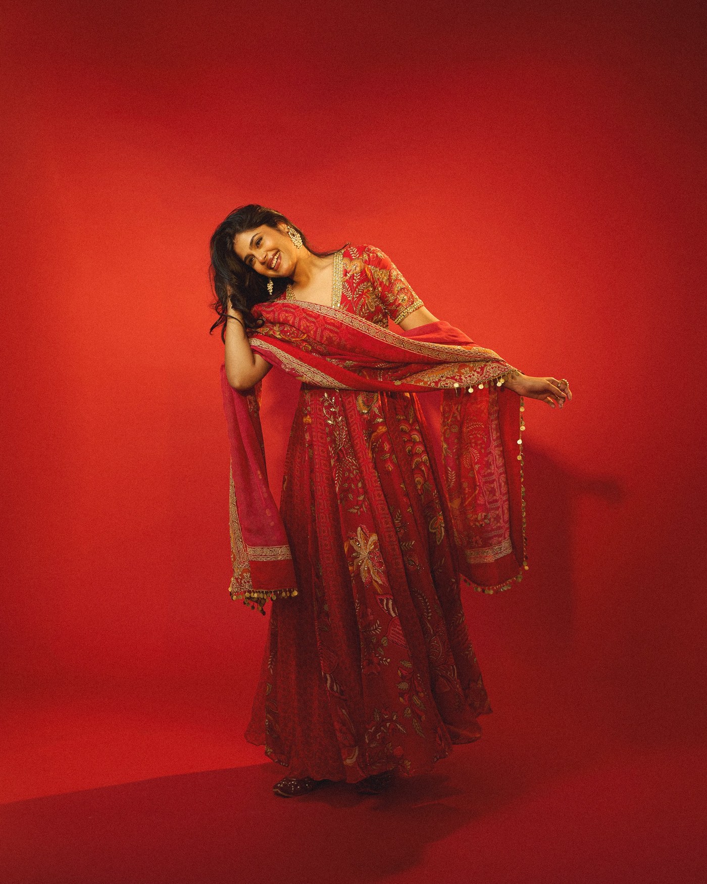 Faria Abdullah in Rich Red: Textile Focus