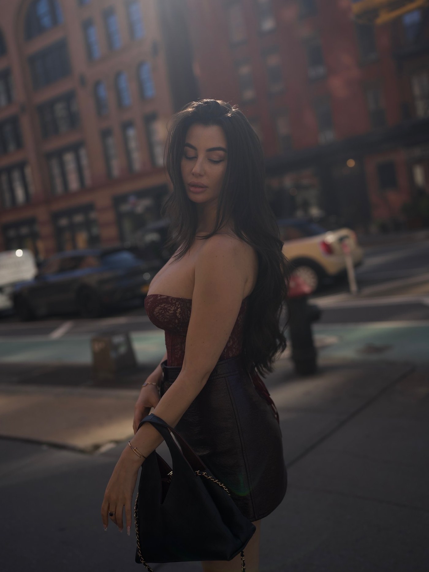 Giorgia Andriani Turns Heads with Bold Burgundy and Red Boots