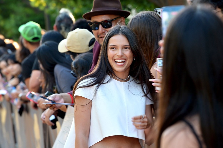 Inde Navarrette shines in a sophisticated ensemble while attending a Los Angeles premiere event.