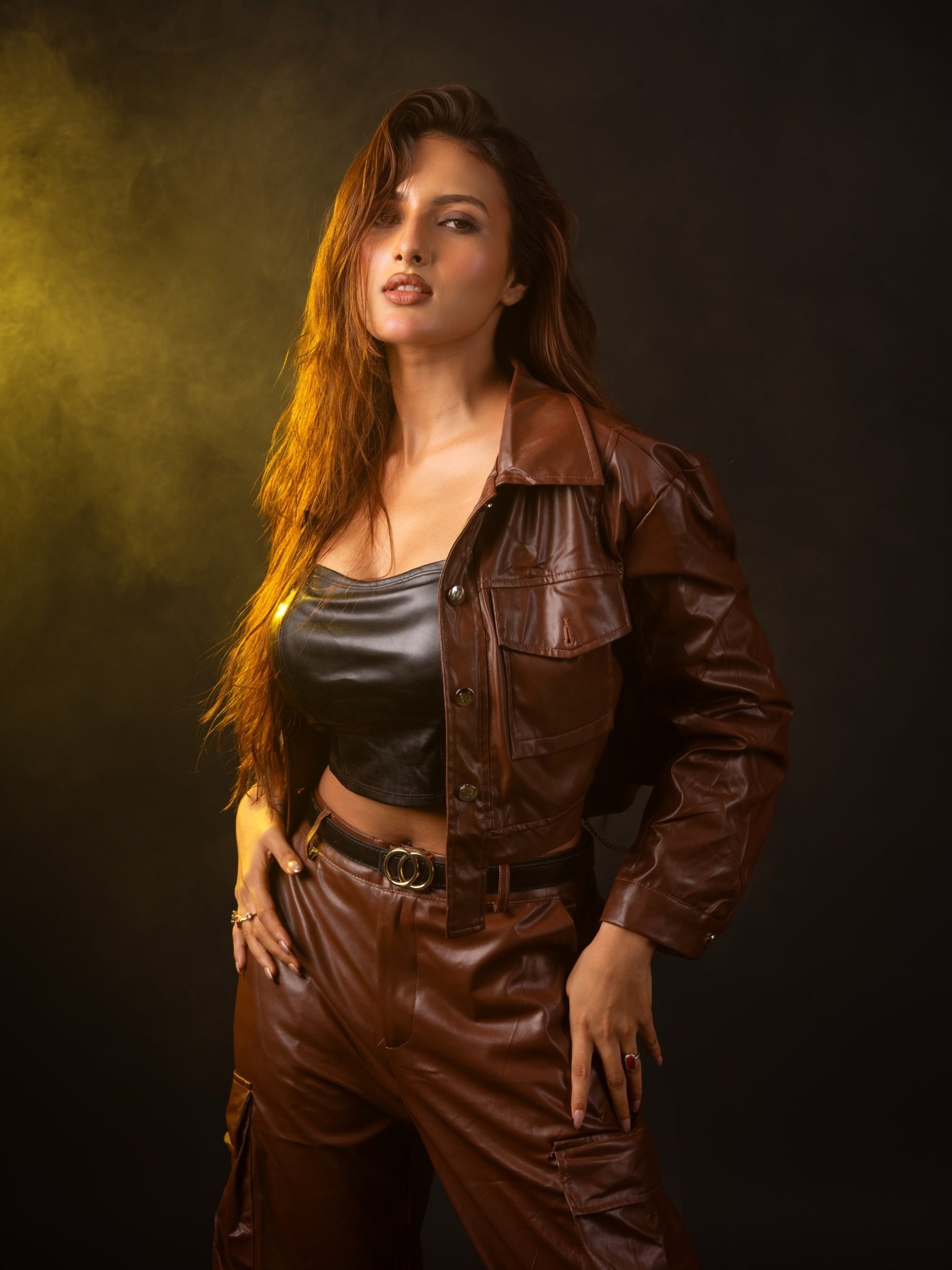 Jyotirmoyee Kundu showcases a powerfully confident aesthetic in leather and utility-inspired fashion. - Photos & Updates