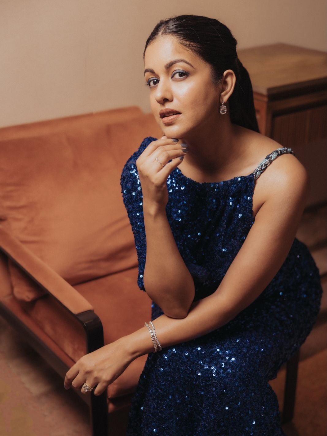 Ishita Dutta Sheth showcases a deep blue sequined gown, embodying modern and classic glamour. - Photos & Updates