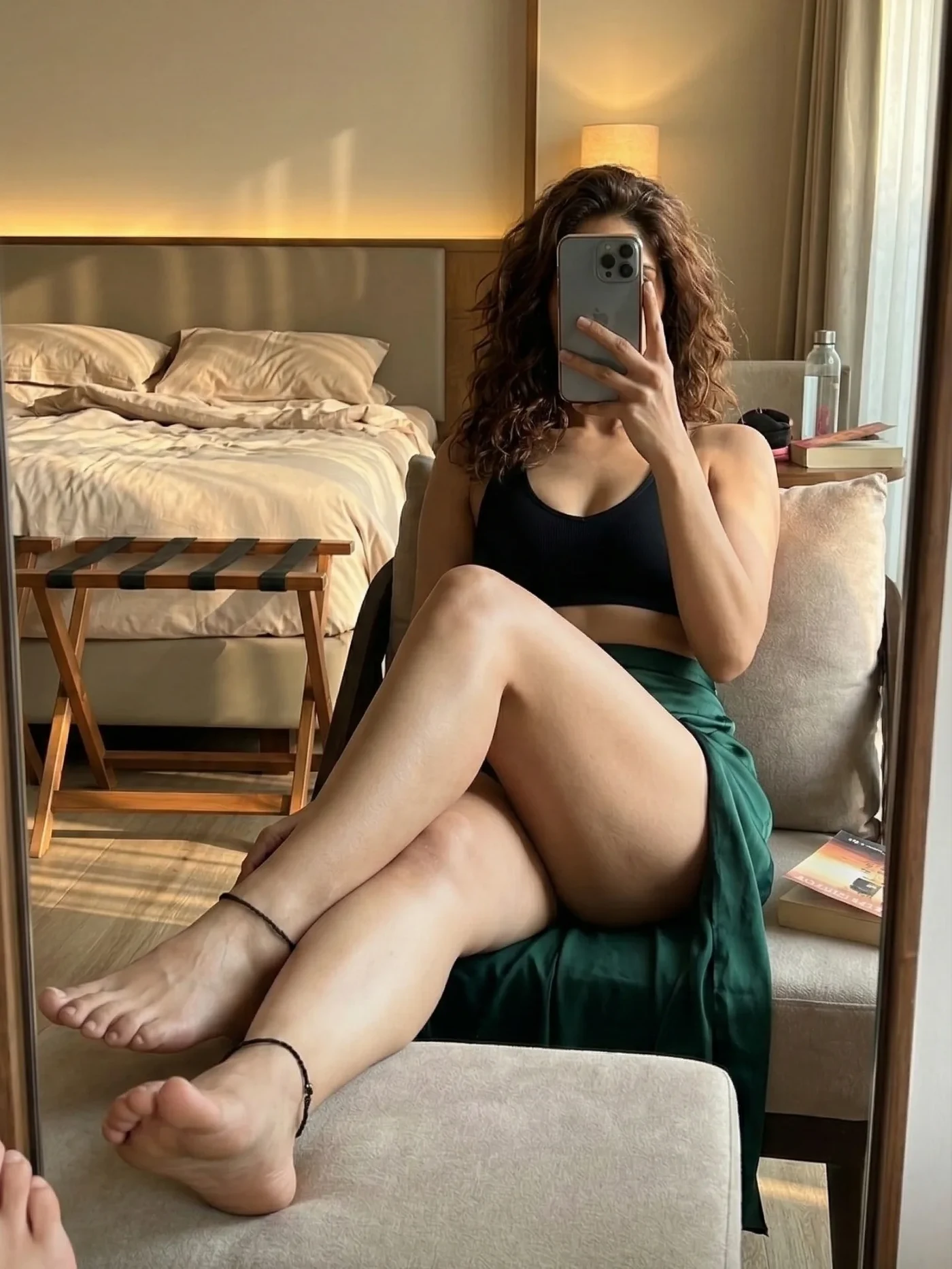 Ishita Hiranandani’s Emerald Satin Glow: Perfect Poolside Chic