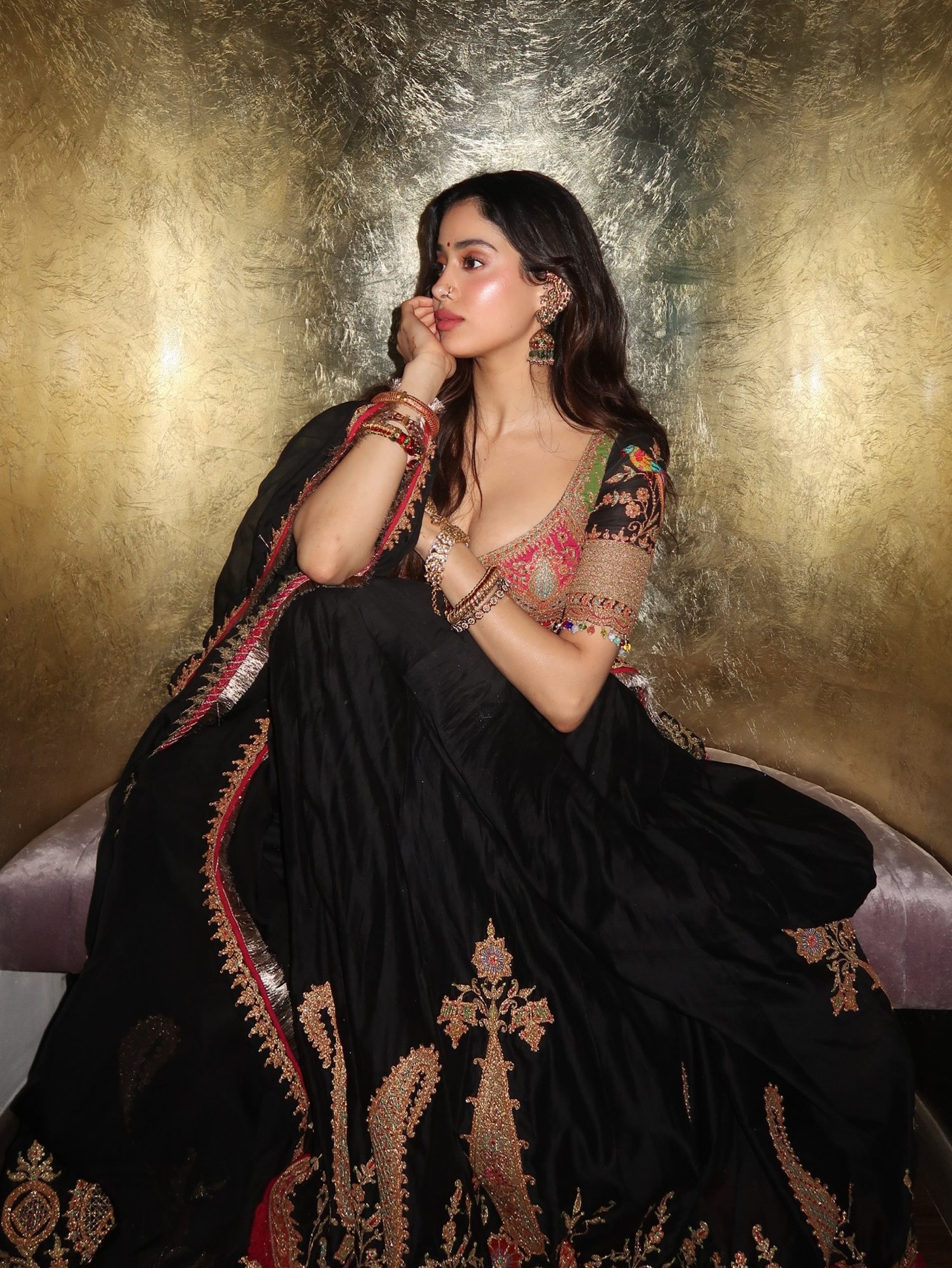 Black Velvet Magic: Janhvi Kapoor Owns the Regal Indian Aesthetic