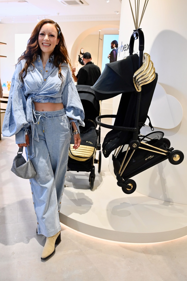 Jasmin Wagner shines gorgeously on the red carpet at the Cybex apparel collection launch in Berlin.