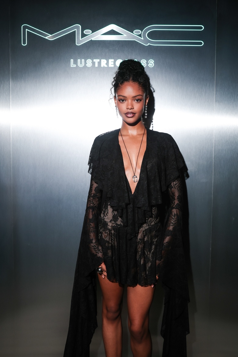 Jordan Leftwich is seen attending the MAC Lustreglass Event in Los Angeles, shining on the red carpet.